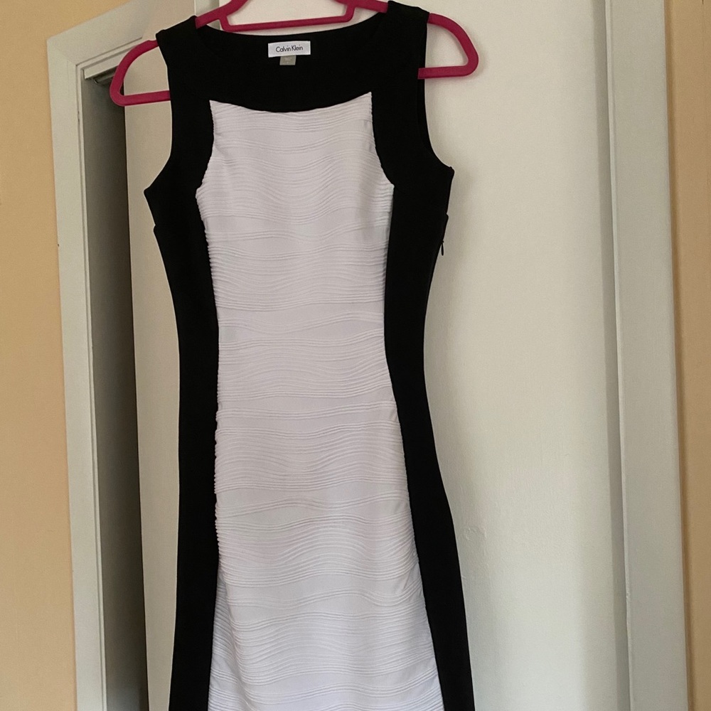 Calvin Klein sleeveless color block body on dress